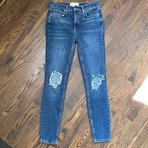 Sold. Free People Distressed Knee Jeans 26